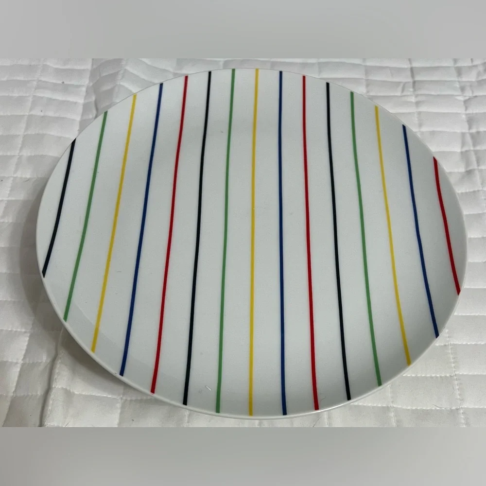Georges Briard “Palette” multi-colored stripes with tulip patterns cake stand - Picture 5 of 8